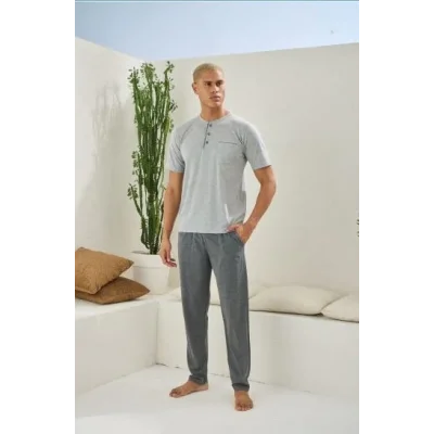 Kocabey 2090 Erkek Midi Yaka Pijama Takım