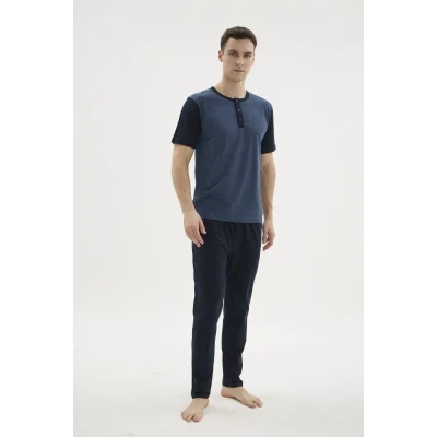 Kocabey 2205 Erkek Battal Midi Yaka Pijama Takım
