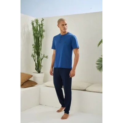 Kocabey 2207 Erkek Battal Midi Yaka Pijama Takım