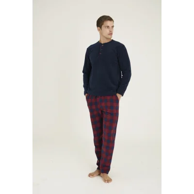 Kocabey 7304 Erkek Midi Yaka Pijama Takım