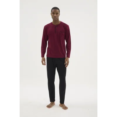 Kocabey BU-26360 Erkek Midi Yaka Battal Pijama Takımı
