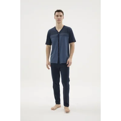 Kocabey KKT-26154 Erkek V Yaka Boydan Düğmeli Pijama Takımı