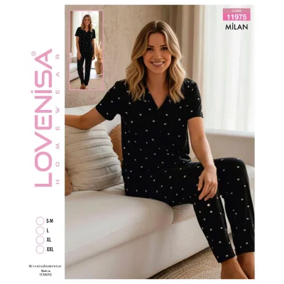 Lovenisa 11975 Kadın Milan Düğmeli Pijama Takımı
