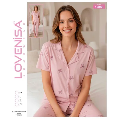 Lovenisa 12063 Kadın Milan Düğmeli Pijama Takımı