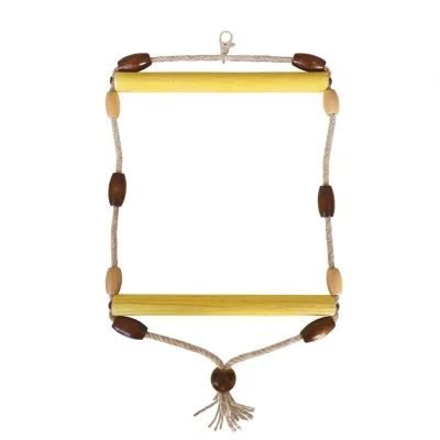Markapet Doğal Ahşap Papağan Salıncağı Boncuklu 21 x 36 cm