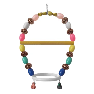 Markapet Renkli Boncuklu Oval Halkalı Papağan Salıncağı 15 cm-23 cm