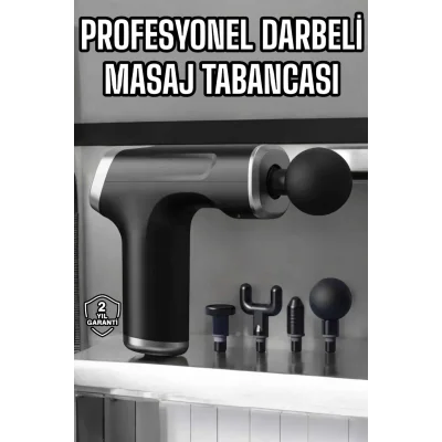 Masaj Tabancası 4 Başlıklı Kas ve Vücut Ağrıları İçin Şarjlı Darbeli