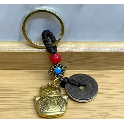 Metal Şans Ve Bereket Kedisi Anahtarlık Model 4