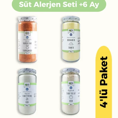 BUĞZ OG Natural Ek Gıda Başlangıç Süt Alerjen 4lü Set +6 Ay (İrmik & Yoğurtsuz Tarhana & Tam Pirinç Unu & Tam Yulaf Unu)