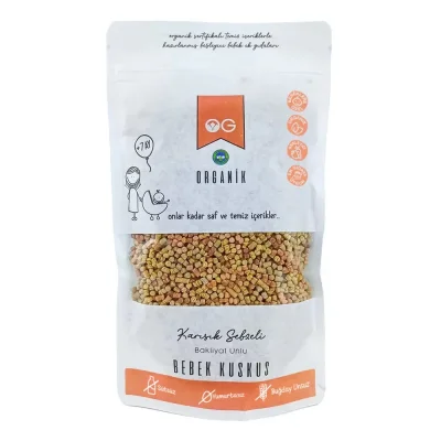 BUĞZ OG Natural Organik Karışık Sebzeli Bakliyat Unlu Bebek Kuskus +8 Ay (250 gr)