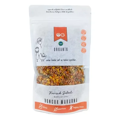 BUĞZ OG Natural Organik Karışık Sebzeli Bakliyat Unlu Boncuk Makarna +8 Ay (200 gr)
