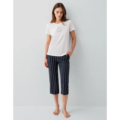 Pierre Cardin PC9207-S Kadın Kapri Kısa Kol Pijama Takımı