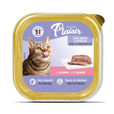 Plaisir Somon Balıklı Pate Kısırlaştırılmış ve Yetişkin Kedi Yaş Maması 100 Gr