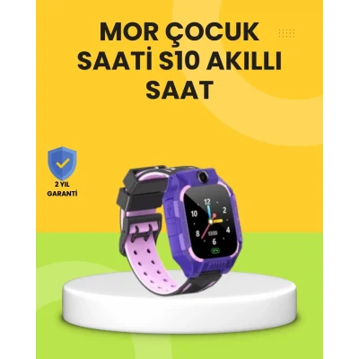 S10 Akıllı Çocuk Saati Mor Tasarım Adımsayar ve Alarm Fonksiyonlu