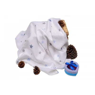 Sema Baby Çok Amaçlı Müslin Örtü 100x80 cm - Mavi Yıldız 8682476853131