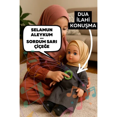 Tesettürlü Meryem Bebek Sesli Dua ve İlahi Söyleyen İnteraktif Maneviyat Geliştirici Oyuncak Bebek