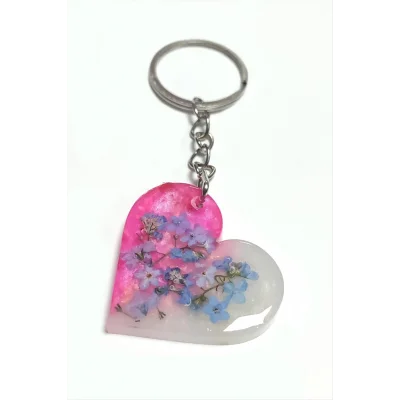 Unutmabeni Çiçeği Kalp Epoksi Anahtarlık