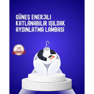 USB ve Solar Şarjlı Katlanabilir 5 Taraflı LED Lamba