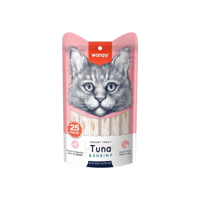 Wanpy Ton Balıklı Karidesli Krema Likit Kedi Ödülü 5X14GR