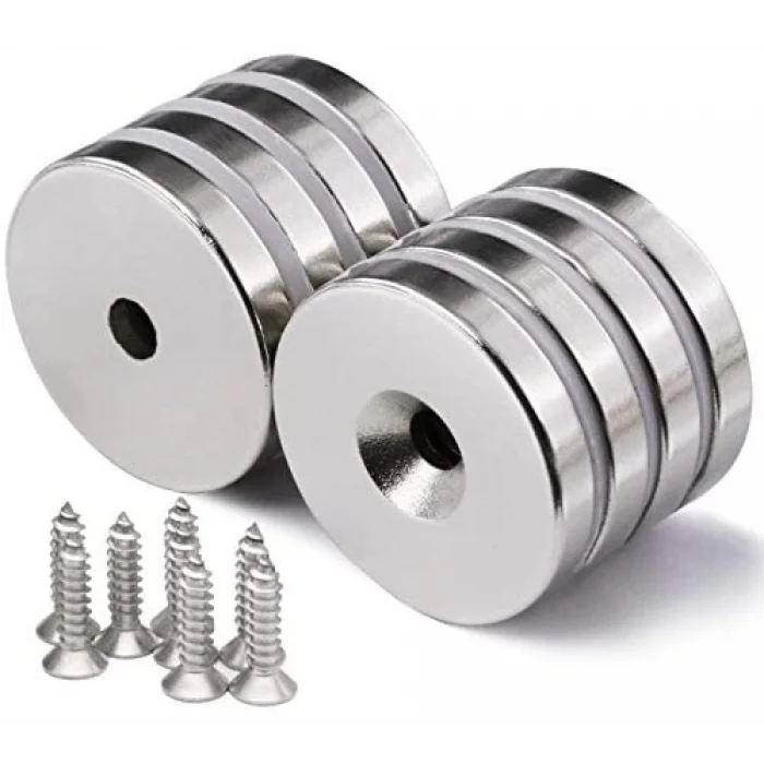 1 Adet 25x10/5x5,5 Mm Neodyum Mıknatıs Havşa Delikli Magnet Vida Atılabilir N35 Nikel Paslanmaz