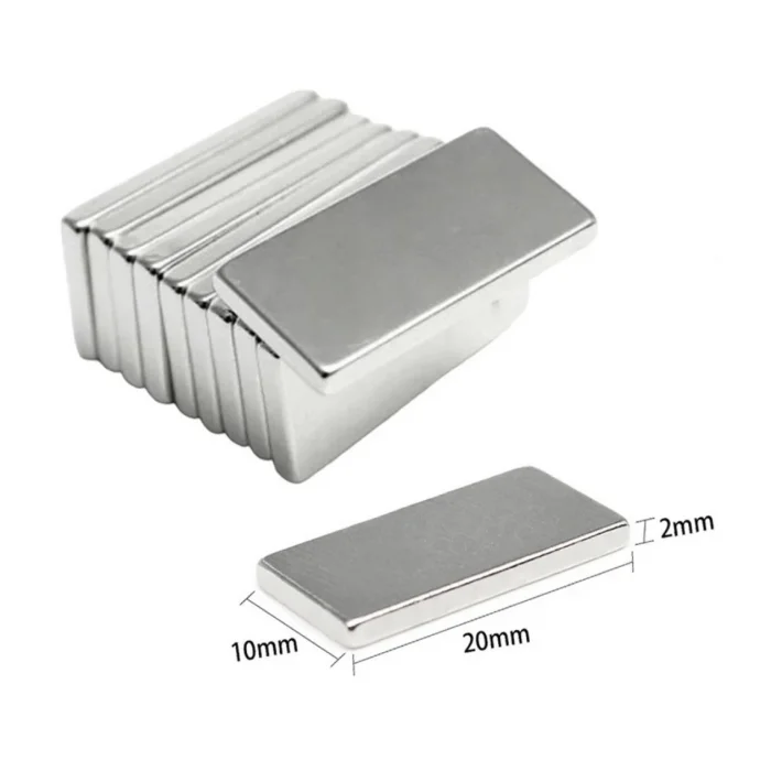 BUĞZ 100 Adet 20x10x2 mm Neodyum Mıknatıs Köşeli Magnet N35 Nikel Kaplama Güçlü Kaliteli Dayanıklı