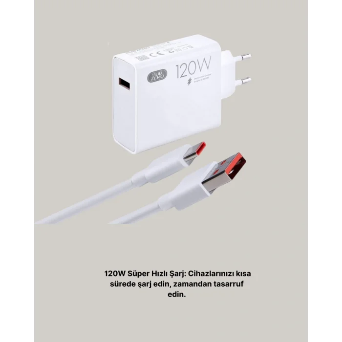 120W Güçlü Hızlı Şarj Adaptörü ve Type-C Kablo Seti – Güvenli Şarj Teknolojisi