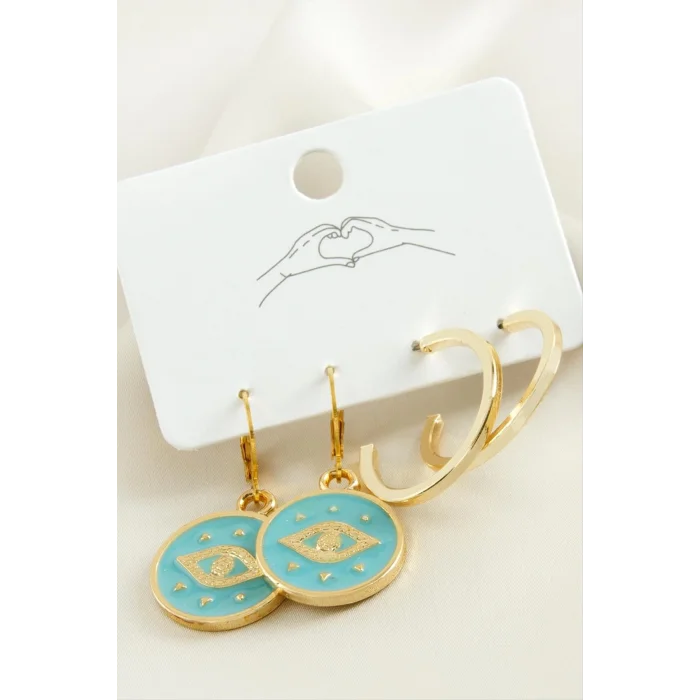 4 Adet Göz Mineli Halka Küpe