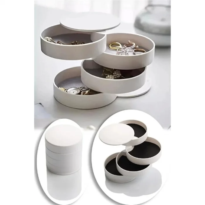 4 Katlı Dönen Silindir Takı Organizeri