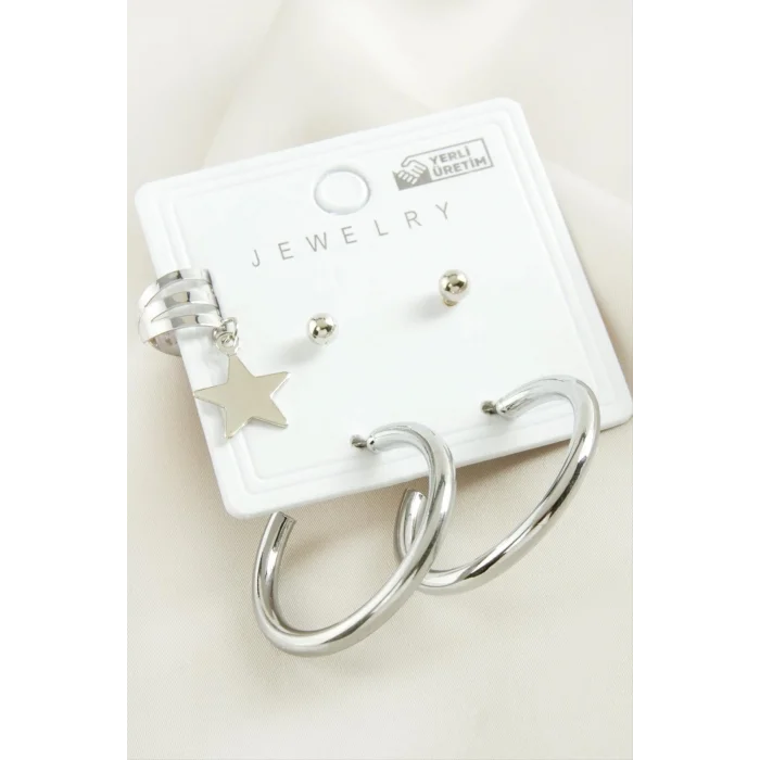 5 Adet Yıldız Boru Halka Küpe 2,5 cm