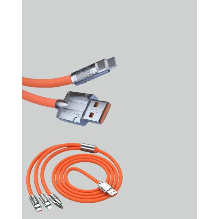 BUĞZ Çinko Alaşımlı Uçlu 120 W Şarj Kablosu – Dolaşmaya Dayanıklı 1,2 m USB Kablo - Lisinya