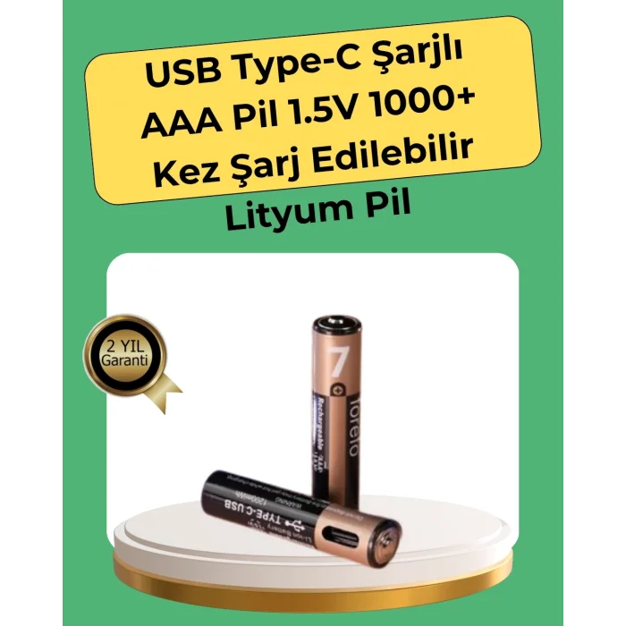 AAA Boyutunda USB Şarjlı Pil – Kompakt Tasarım, Geniş Uyumluluk