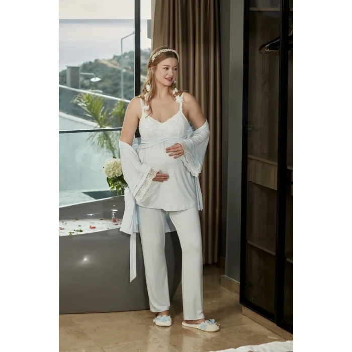 Aqua 26620 Kadın Lohusa Sabahlıklı Pijama Takım