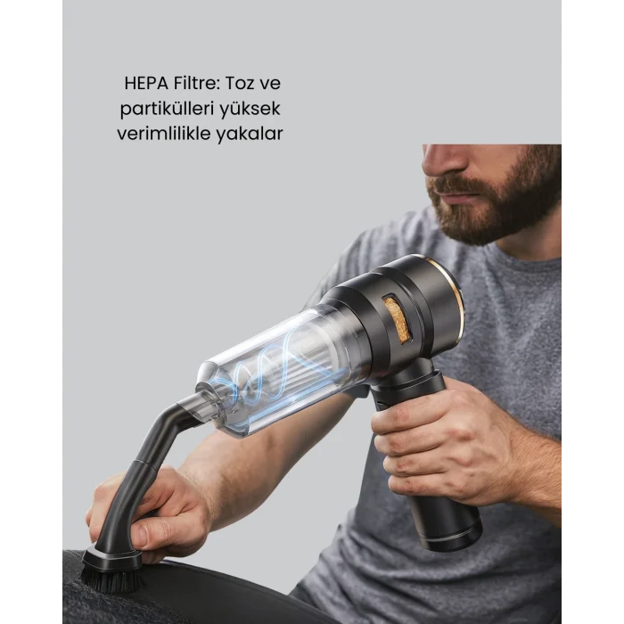 Araç İçi Derinlemesine Temizlik İçin Kompakt ve Ergonomik El Süpürgesi