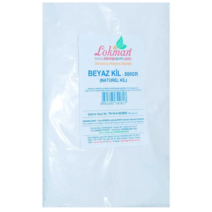 Beyaz Kil Öğütülmüş Doğal Saf Naturel 500 Gr Paket