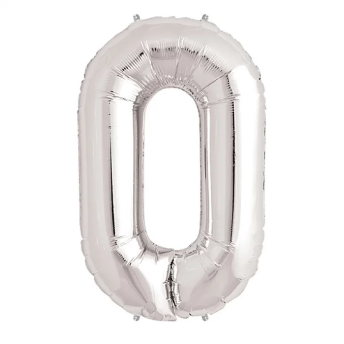  0 Rakam Folyo Balon Gümüş  40 inç