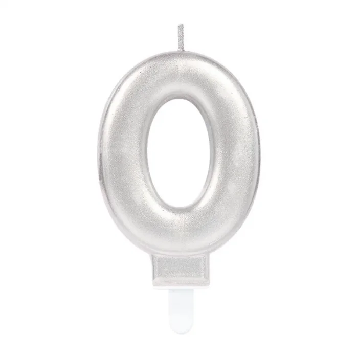  0 Rakam Mum Gümüş Renk