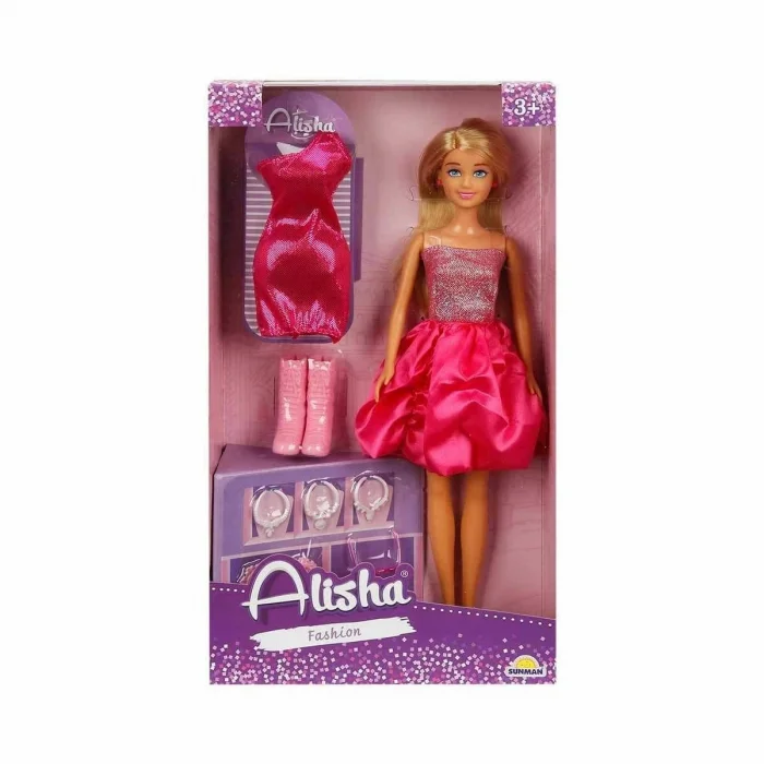 BUĞZ 01423 SUN-RST-SIS-MNK- Alisha Gece Elbiseli Bebek Seti 29cm