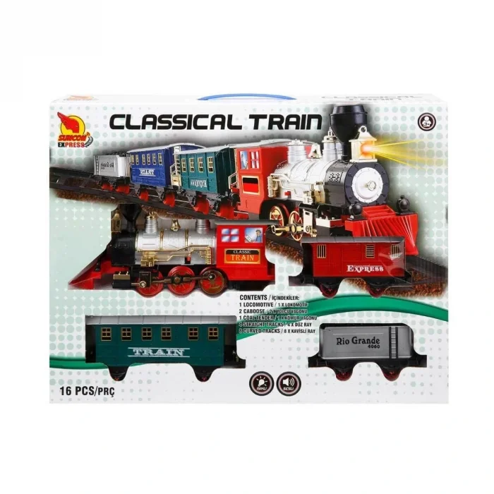 BUĞZ 01551 Sesli ve Işıklı Klasik Tren Seti 16 Parça