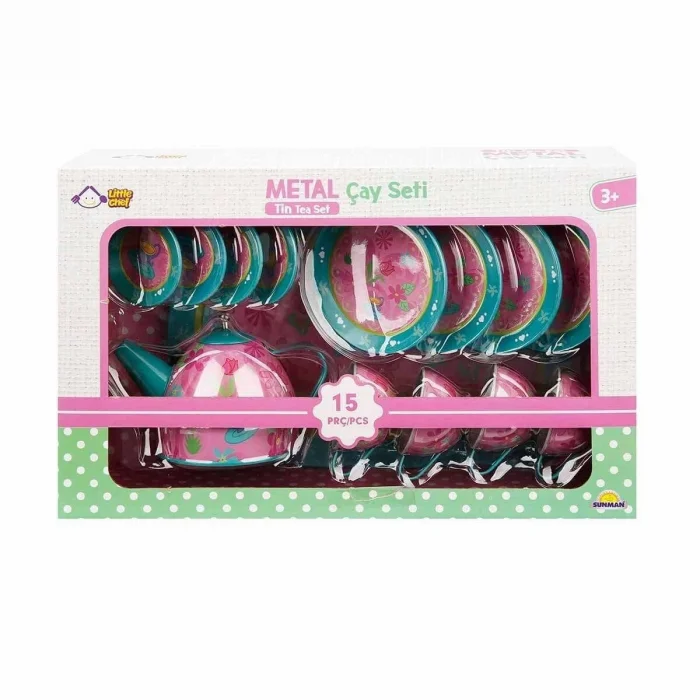 BUĞZ 02169 Metal Oyuncak Çay Takımı 15 Parça -Sunman