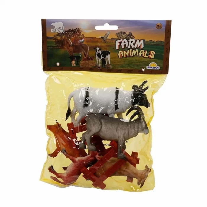  0708 Çiftlik Hayvanları Poşetli Hayvan Oyun Seti Orta Boy- sunman