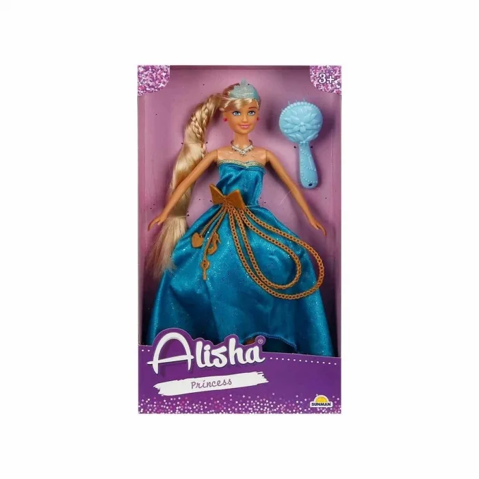 BUĞZ 0835 SUN-RST-SIS-MNK Alisha Prenses Uzun Saçlı Aksesuarlı Bebek Set 29 cm 3renk -Sunman