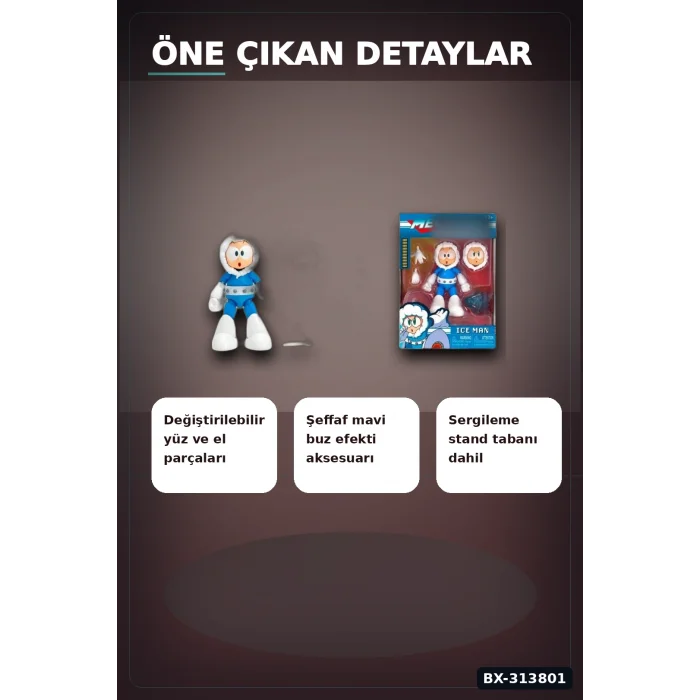 BUĞZ 1:12 Olcekli Capcom Lisansli Ice Man Aksiyon Figuru - 16 Hareketli Eklemli Robot Master BX-313801