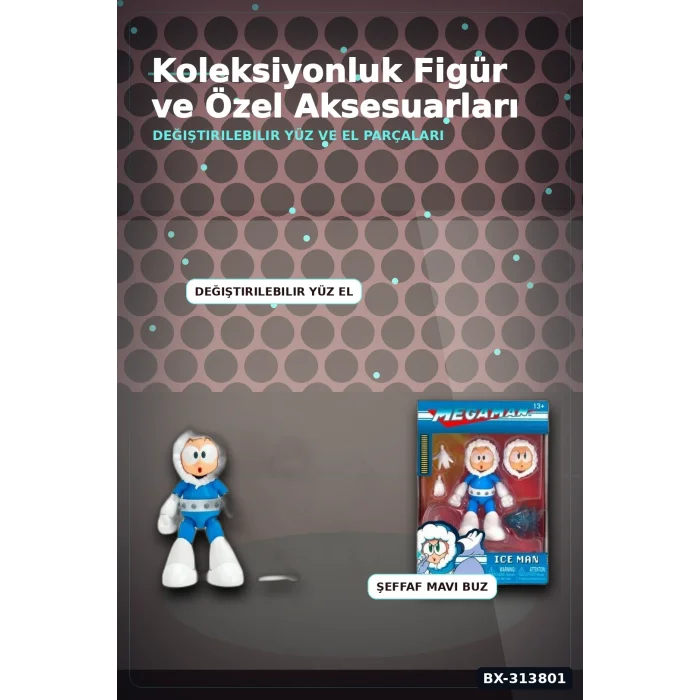 BUĞZ 1:12 Olcekli Capcom Lisansli Ice Man Aksiyon Figuru - 16 Hareketli Eklemli Robot Master BX-313801