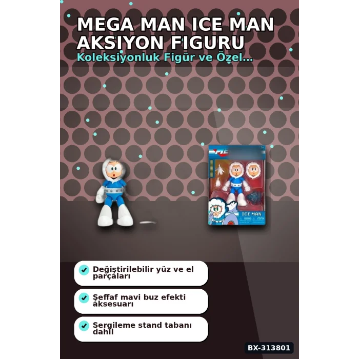 BUĞZ 1:12 Olcekli Capcom Lisansli Ice Man Aksiyon Figuru - 16 Hareketli Eklemli Robot Master BX-313801