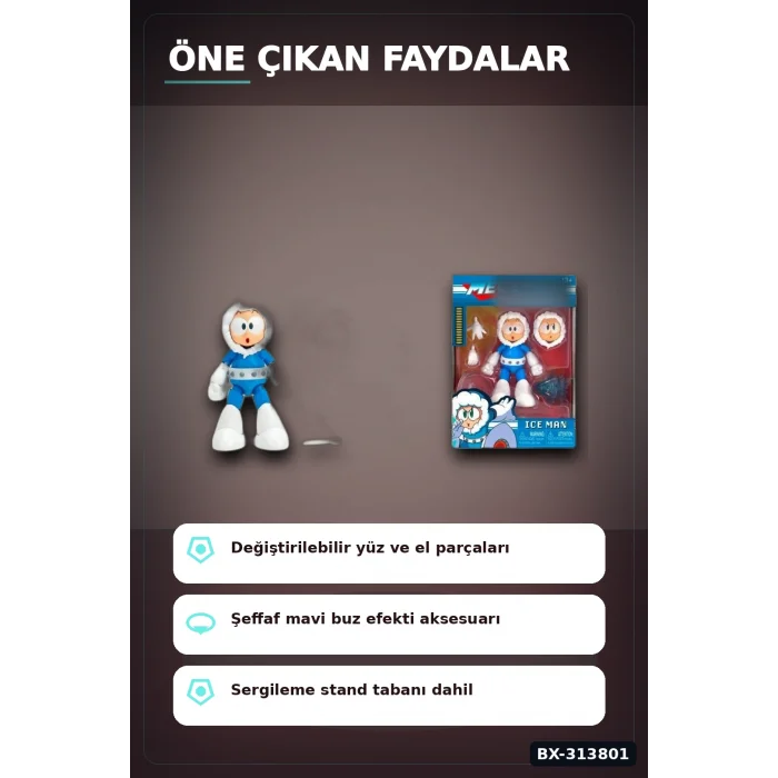 BUĞZ 1:12 Olcekli Capcom Lisansli Ice Man Aksiyon Figuru - 16 Hareketli Eklemli Robot Master BX-313801