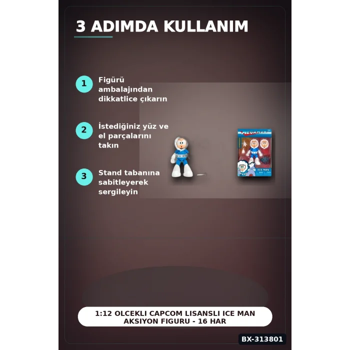 BUĞZ 1:12 Olcekli Capcom Lisansli Ice Man Aksiyon Figuru - 16 Hareketli Eklemli Robot Master BX-313801