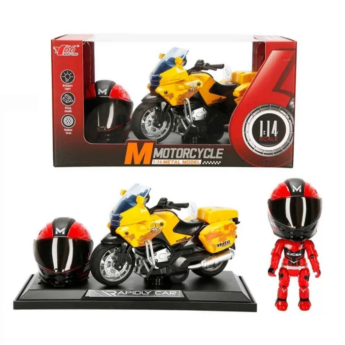 BUĞZ 1:14 Sesli ve Işıklı BMW Die Cast Çek Bırak Motosiklet
