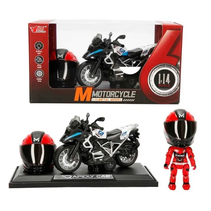 BUĞZ 1:14 Sesli ve Işıklı BMW Off-Road Die Cast Çek Bırak Motosiklet
