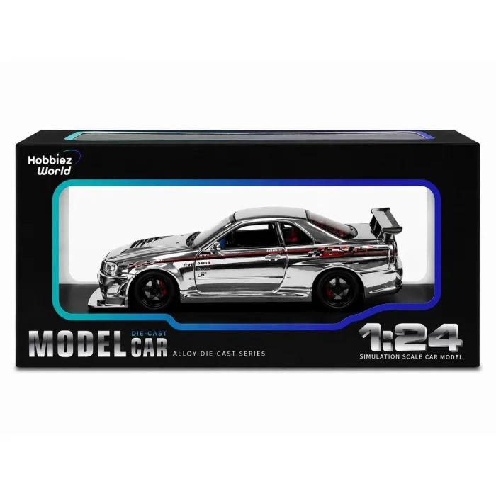 BUĞZ Diecast Metal 1/24 R34 GTR Model Araba - 14 Yaş ve Üzeri Koleksiyon İçin Tekli Paket BX-313407