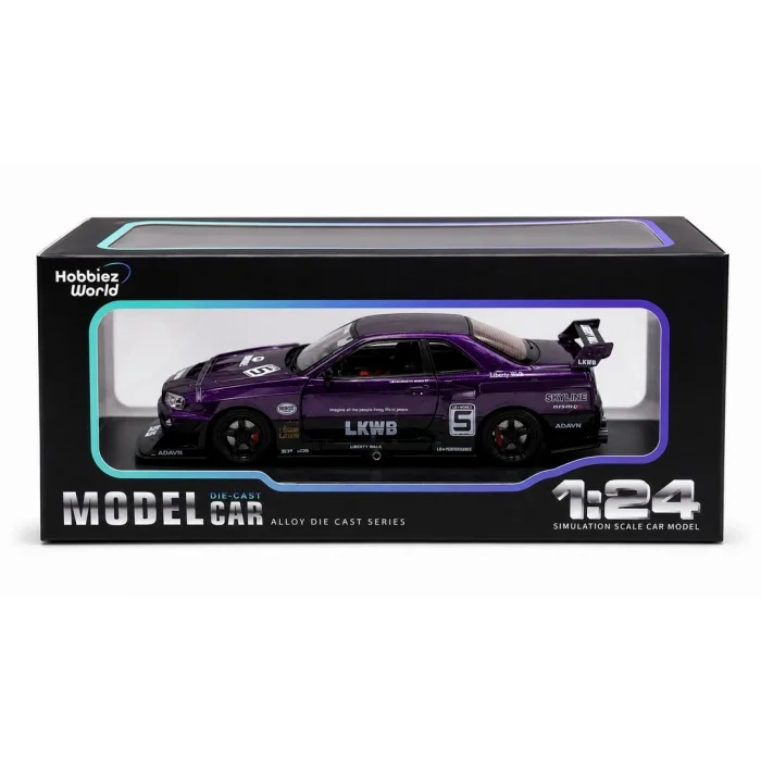 BUĞZ Detaylı 1/24 Ölçek R34 Modifiye Spor Model Araç - Tek Renk Seçimli, Koleksiyonluk Oyunca BX-313408